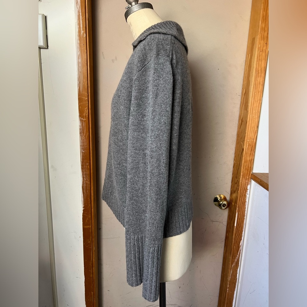 $425 Jenni Kayne Frances Polo Cashmere Sweater in Thunder - Size L - Picture 8 of 10